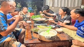 "Cá lóc nấu lẩu mắm ruốc"Bữa cơm chiều miền tây "em mời cô chú anh chị nha l nét duyên quê