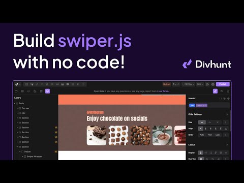 Swiper.js Builder With No Code | Divhunt Plugin Tutorial