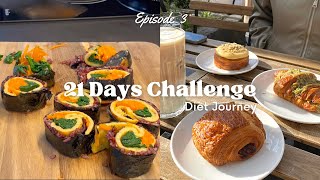 Beautiful Sunshine & Croissants🥐 | Disaster Gimbap and Okonomiyaki | 21 Days Diet Challenge ep.3