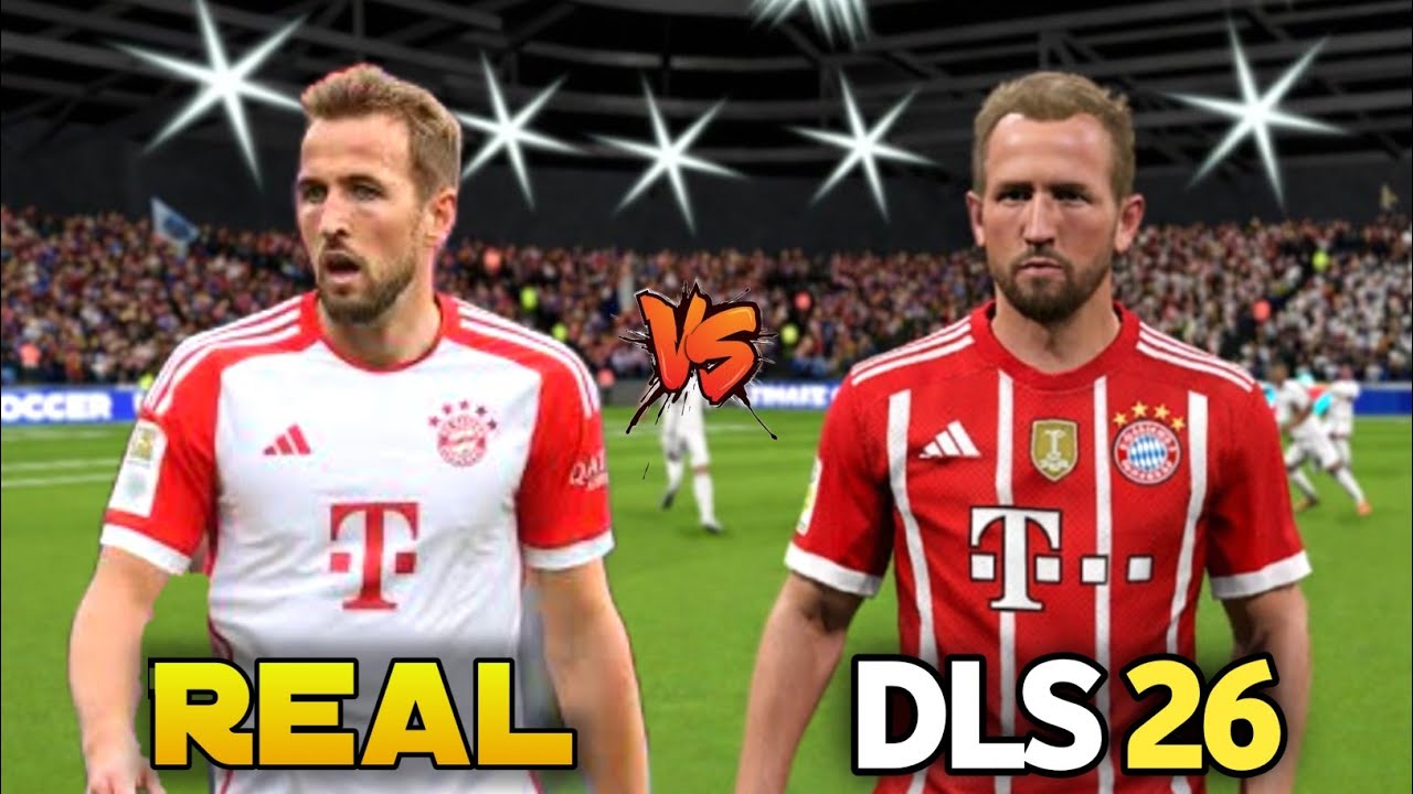 DLS 26 против реального футбола - Лицо игрока в DLS 26. Реалистичное лицо.