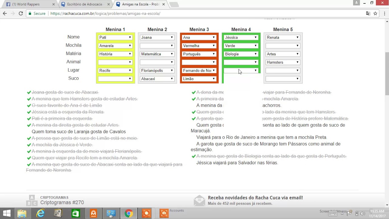 Escritório de Advocacia - Problemas de Lógica - Racha Cuca