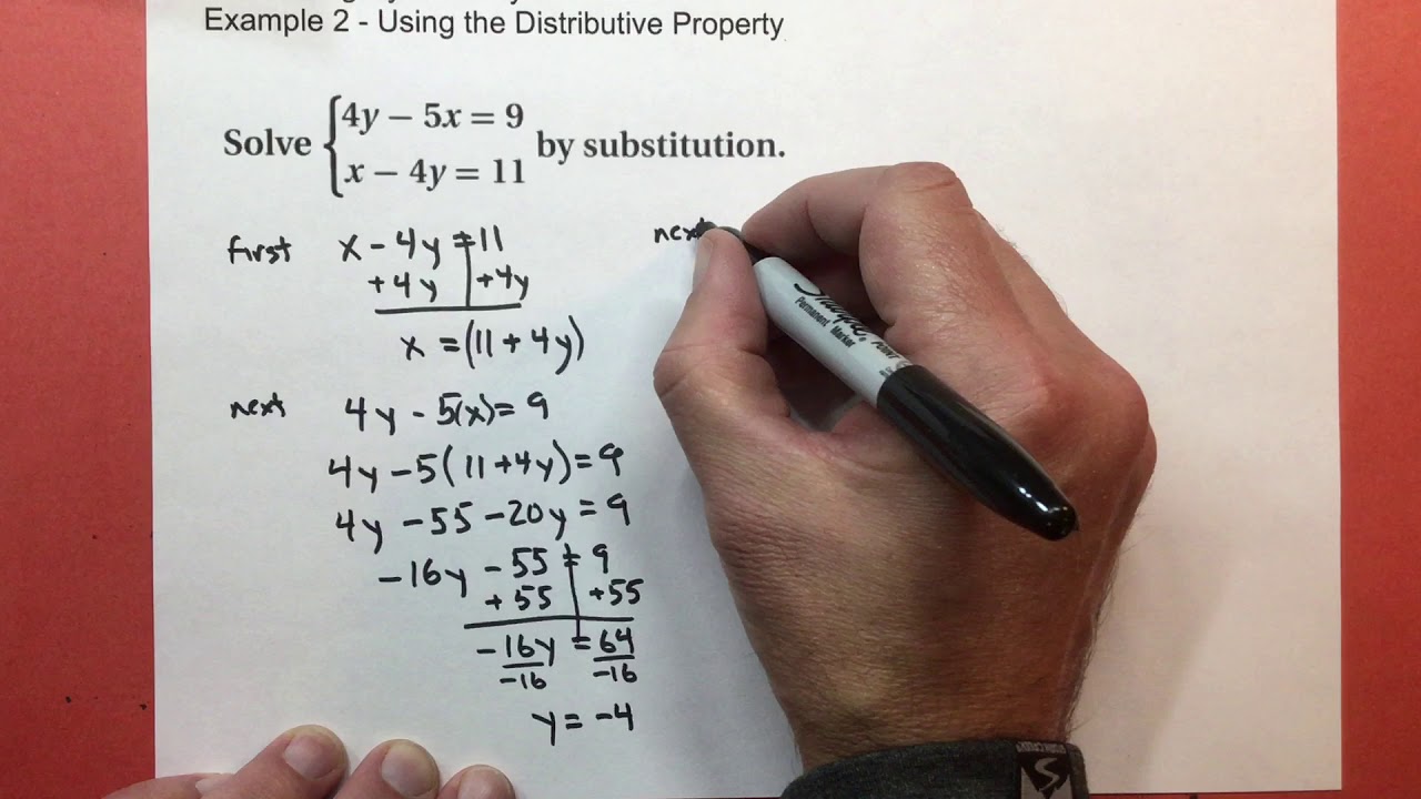 6-2 Solving Systems by Substitution example 2 - YouTube