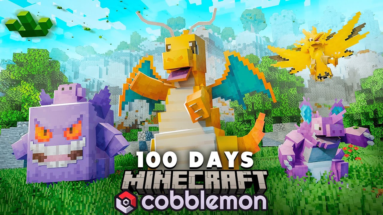 I spent 100 days as KANTO TRAINER in Pokemon Minecraft (Cobblemon)