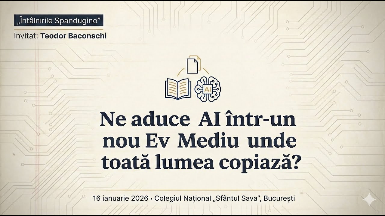 Întâlnirile Spandugino | Teodor Baconschi - AI CARTE, AI PARTE. @Colegiul Național Sfântul Sava