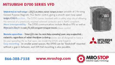 FR-D740-160-NA Mitsubishi D700 Series VFD Inverter 480V 10HP
