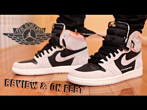 jordan 1 neutral grey hyper crimson on feet