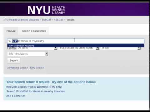 NYU HSL Demo: HSLCat Search for APP Textbook of Psychiatry