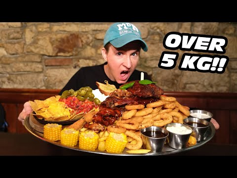 This 'Full Monty' Platter Challenge was OVERLOADED with Fries and Onion Rings 😝