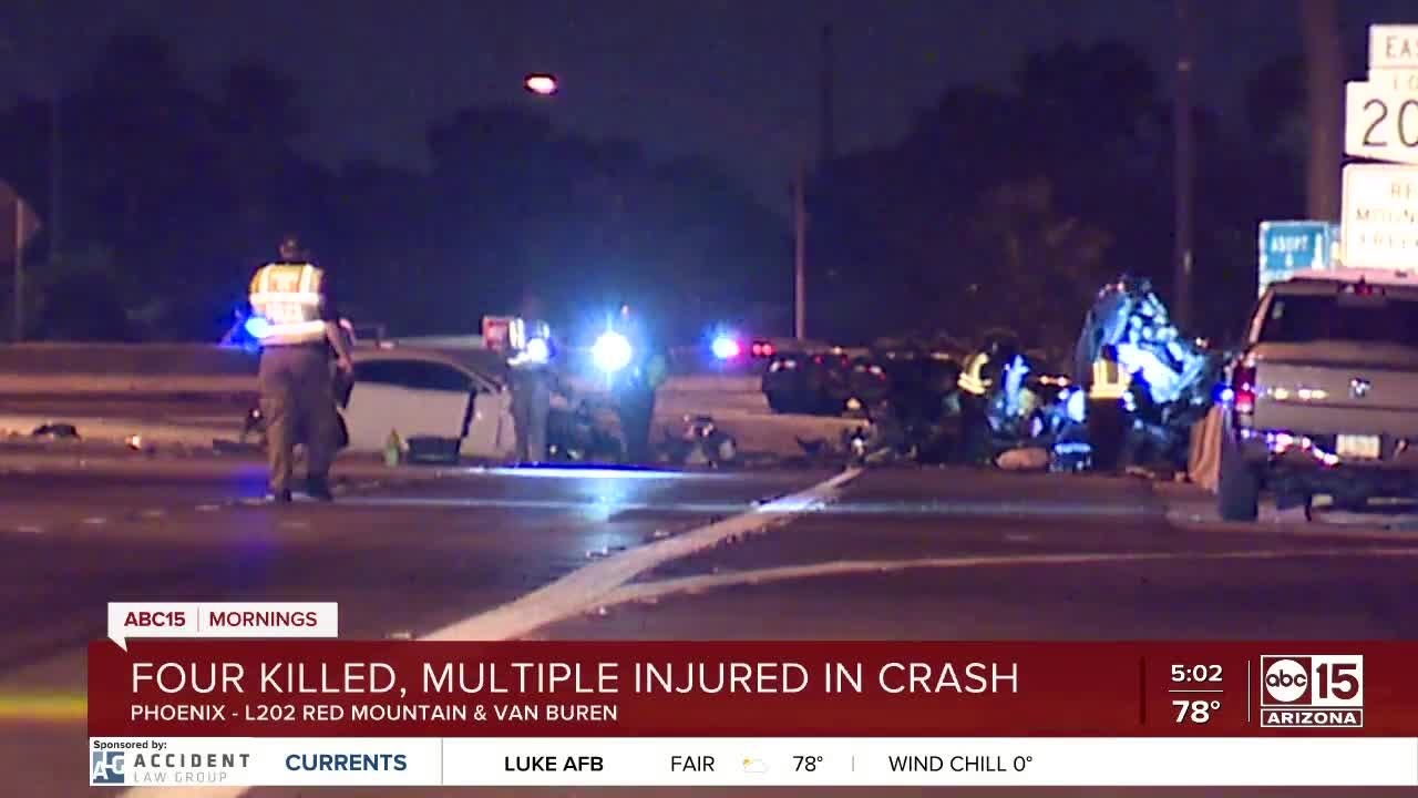 Fiery crash kills 4, leaves 9 others hurt in Phoenix - YouTube