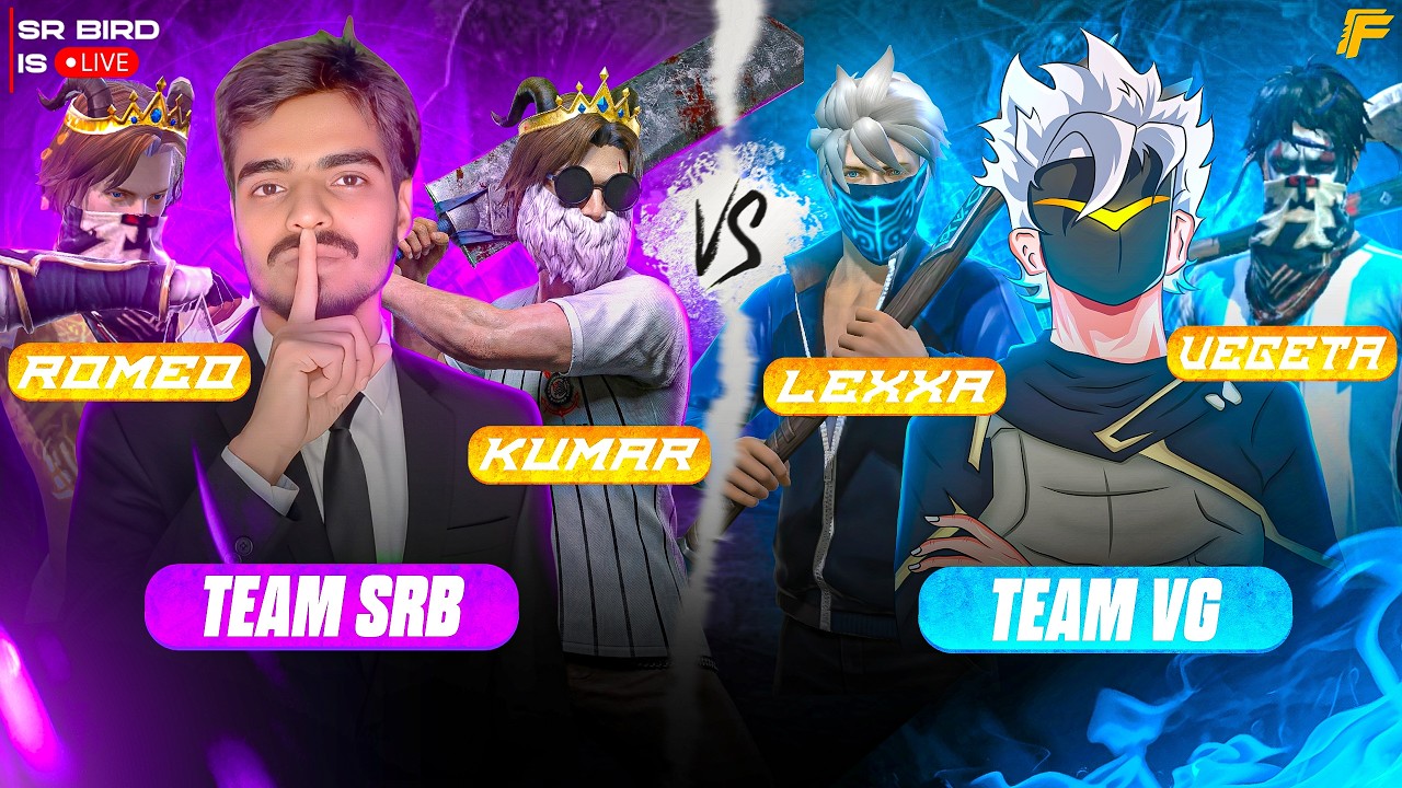 🔴 SRB VS VG 💀 4V4  BO5 🔥 BEST VS BEST ☠️  @vasugamer001 #srbird #freefirelive