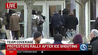 Demonstrators gather outside Hartford federal courthouse demanding accountability after fatal ICE...