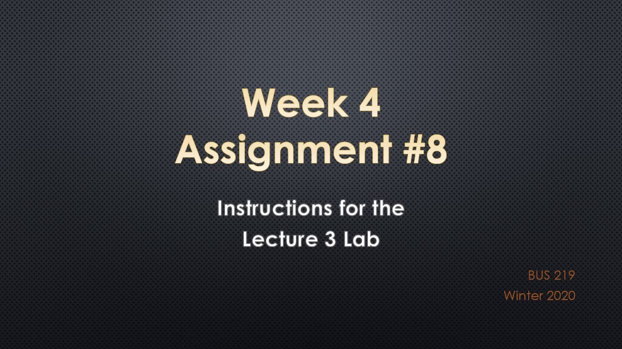 Week 4 - Lab Instructions - YouTube