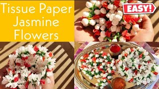 How To Make Jasmine Flowers And Buds With Tissue Paper Garland