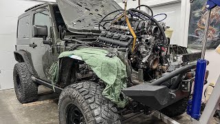 MOUNTING 5.7L HEMI AND PREPARING THE JEEP AND MOTOR