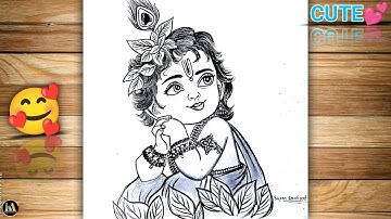 How to make easy krishna drawing l krishnabhagwan drawing | Chitra