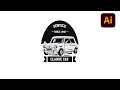 speed art illustrator  - logo design classic car