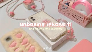 iphone 11 aesthetic unboxing in 2023 🌷 (white, 128gb, + accessories)