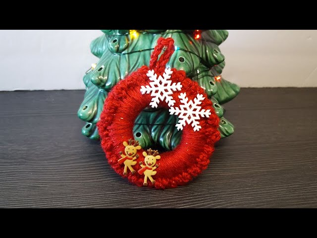 191) Crochet Christmas Wreath with Buttons | No Sew | Beginner