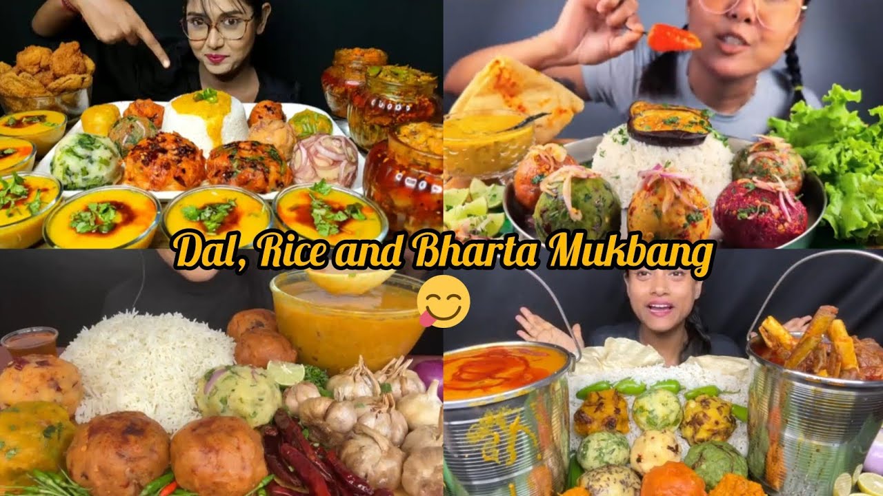 Eating different types of spicy Bhorta, Dal and Chawal🔥 | Eating Compilation 