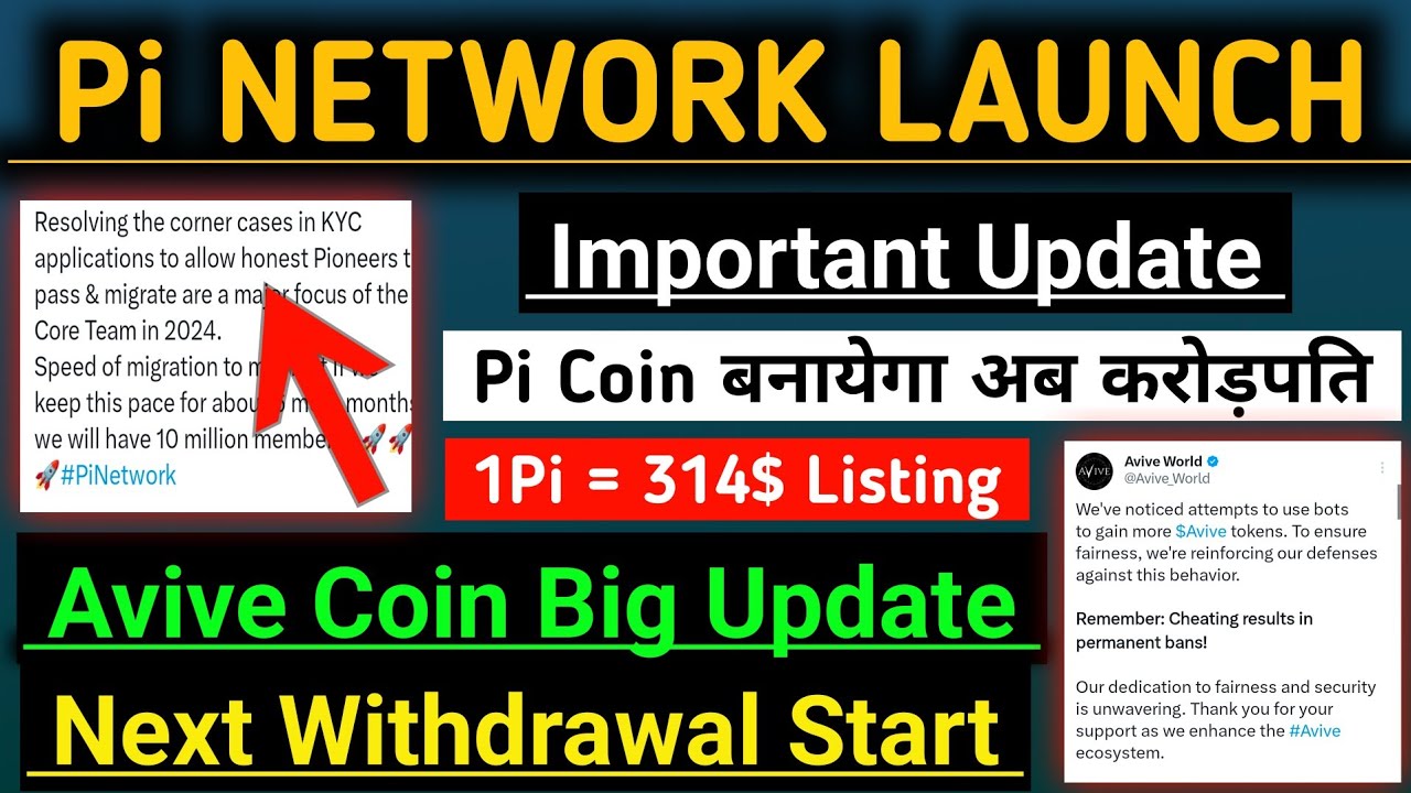 pi network new update/Pi Network Mainnet Launch/Picoin Price In India/Avive Coin Next Withdrawal/