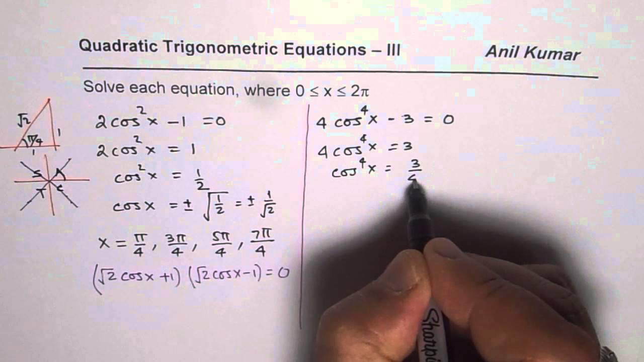 Solve Quadratic Trigonometric Equation With Higher Power 3 Factoring 