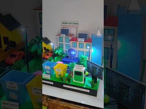 🌍 Now vs 2040: AI Smart City School Project Model #SmartCity #AI  #ScienceProject  #shorts