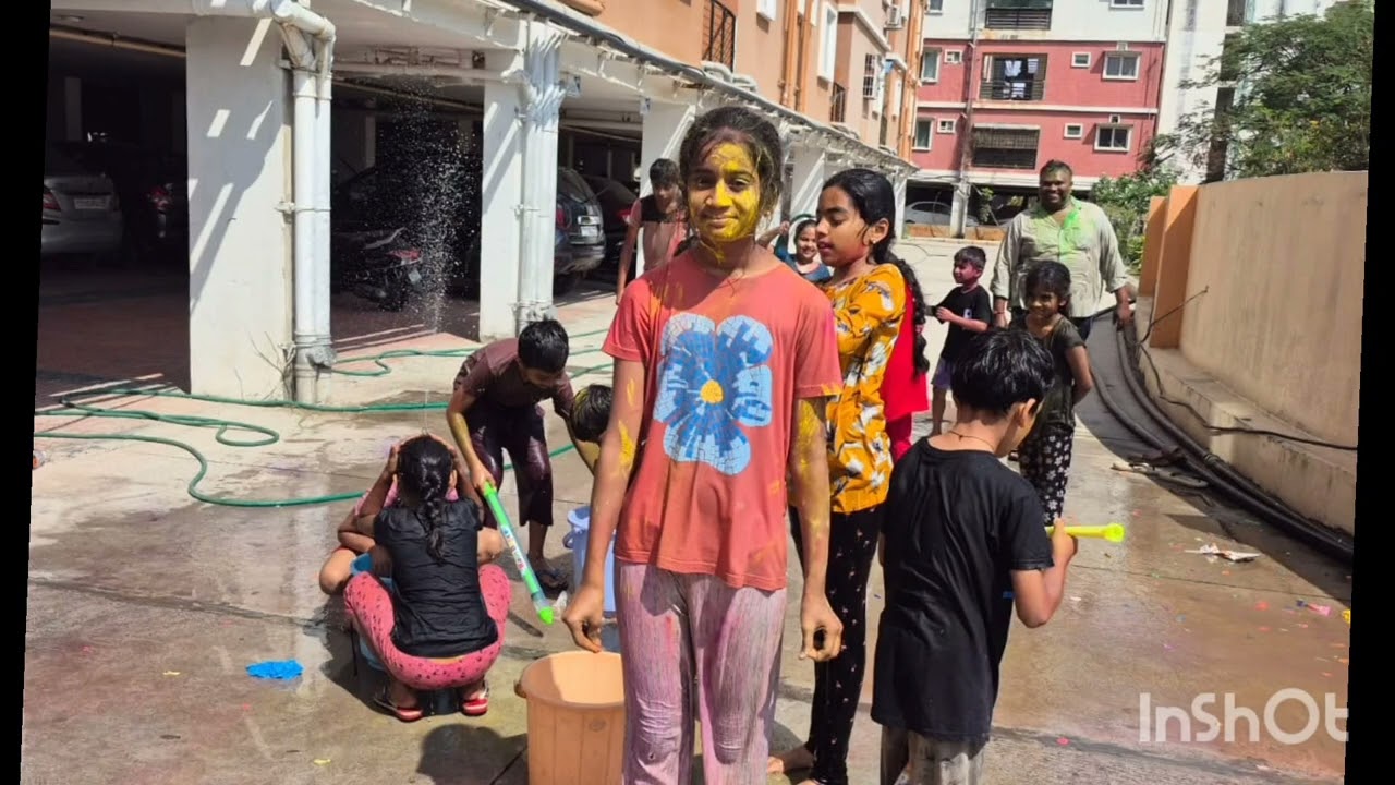 Enjoyig Holi  with friends 