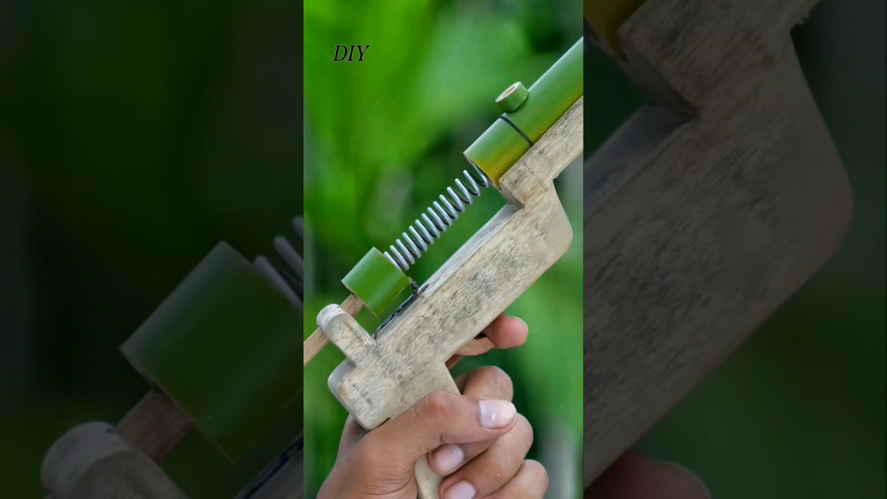 bamboo creations with mini wooden slingshots🤯