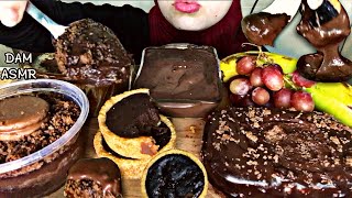 ASMR CHOCOLATE CAKES PARTY, OREO DESSERT, TART, BANANA & GRAPES초콜릿 디저트 및 오레오 MUKBANG巧克力甜点