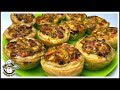 Вкусная и быстрая праздничная закуска. Корзинки из слоеного теста с начинкой