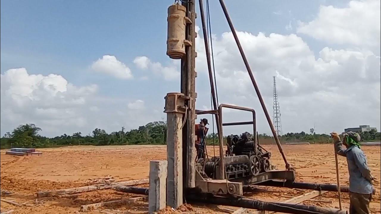 Pemancangan mini pile dengan drop hammer YouTube