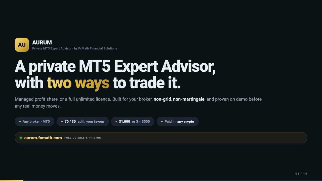 AURUM promo video &mdash; a private MT5 Expert Advisor by FxMath