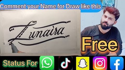 Zunaira  Name Signature Calligraphy Status Short Video  | #howtodraw #sketching  #zunaira