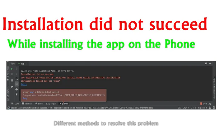 Android studio | Installation did not succeed