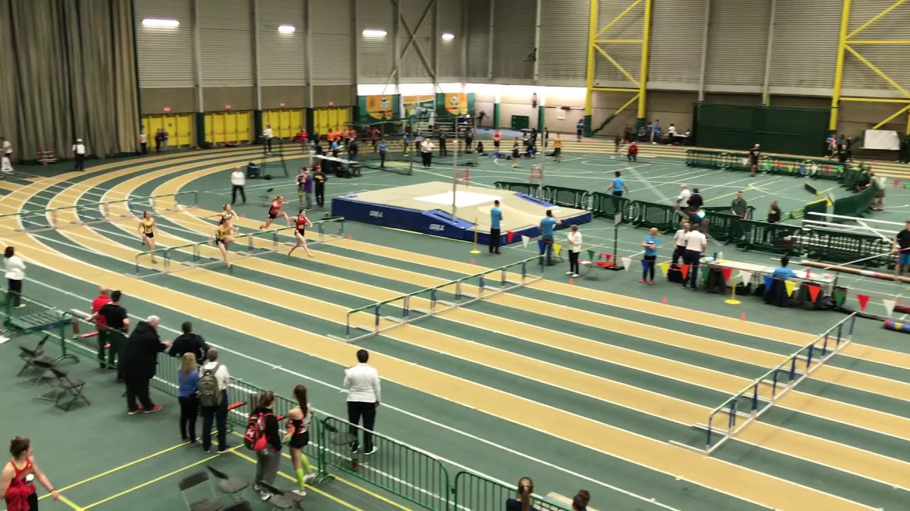 2020 Athletics Alberta Indoor Track & Field Championships 60mH Heat (Lane 6 - Yellow Singlet)