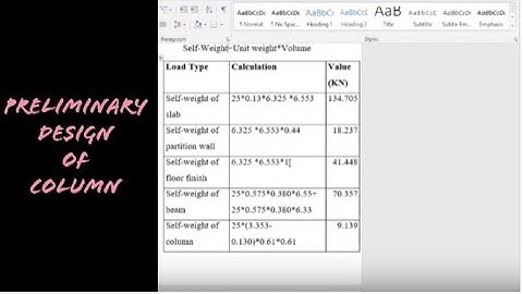 Preliminary design of column