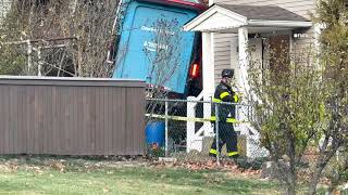 Amazon Truck Rolls off Cliff into Shed - North Haledon NJ