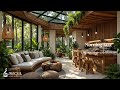 Relaxing Morning Jazz | Gentle Jazz Music in A Forest Coffee Shop For Work, Study and Relax