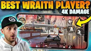 Reacting to the BEST Wraith Player - Apex Legends Mobile (4K DAMAGE BADGE) screenshot 3