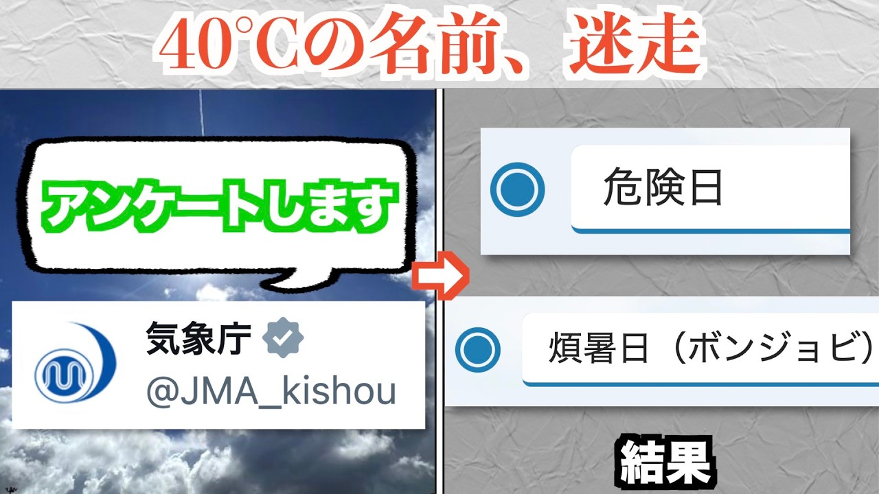 気象庁が40℃以上の日の名前を募集へ、迷案出揃うww
