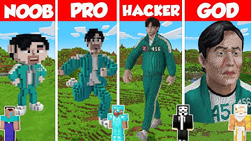 Squid Game Player 456 Build Battle Challenge - Noob vs Pro vs Hacker vs God - Minecraft Animation