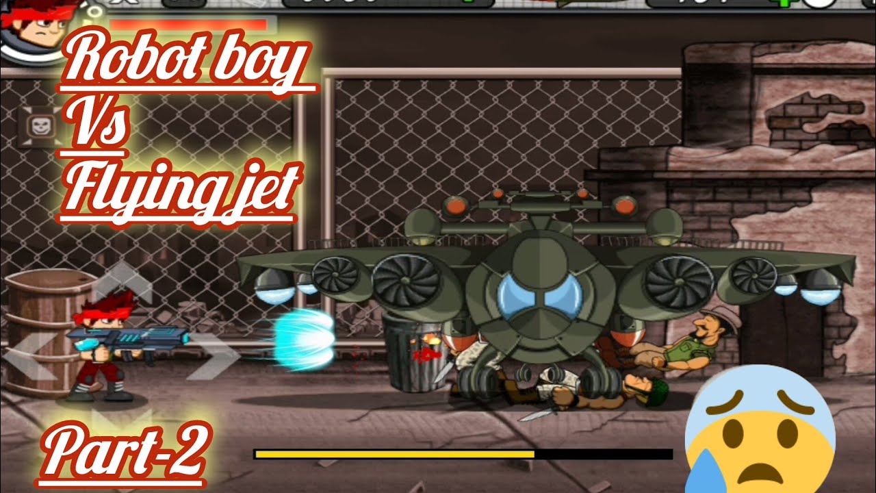 Robot boy vs flying jet mini fight.