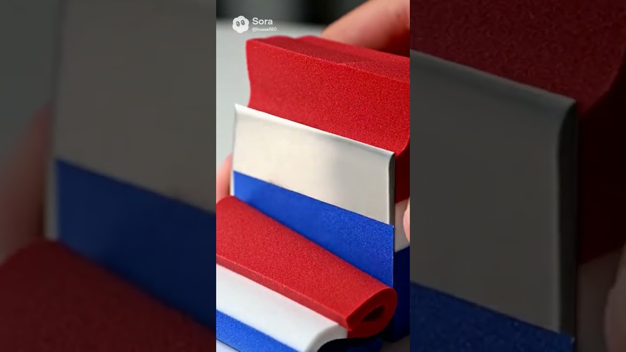 Red white and blue kinetic sand cutting 