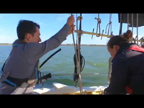 ⁣Hoisting the Staysail on Pioneer