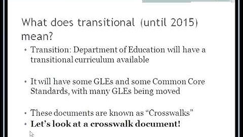 2012 Guide to CCSS and PARCC part 9 Transitional Curriculum and Crosswalks