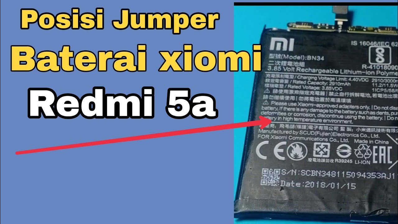 LETAK POSISI JUMPER BATERAI HP XIOMI REDMI 5A - YouTube