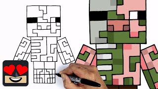 Draw Minecraft | How To Draw Zombie Pigman