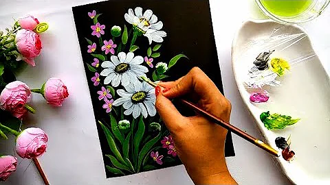 Easy Flower Painting Tutorial | Beginner Flower Painting | Acrylic Painting
