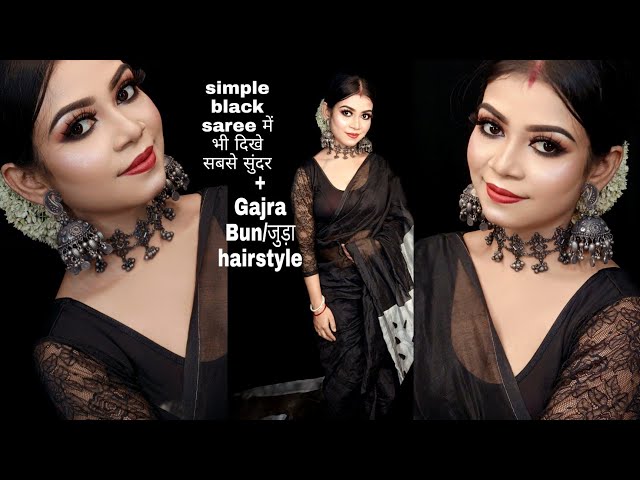 New 2020 Beautiful Bridal Look & Makeup | Pakistani & indian Girls Bridle  jewelry & Makeup | Bridal dresses, Black saree, Party wear sarees