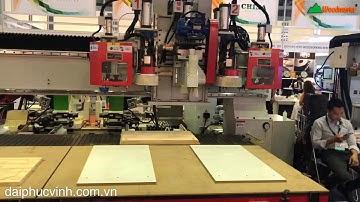 MÁY CNC 3 Trục 2 Bàn OPTION trục cửa cắt 2 chiều thay dao tự động Woodmaster